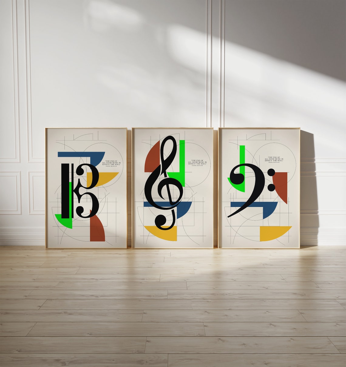 Treble Bass Alto Clef Set Of 3 Bauhaus Music Quote Wall Poster - Image 4