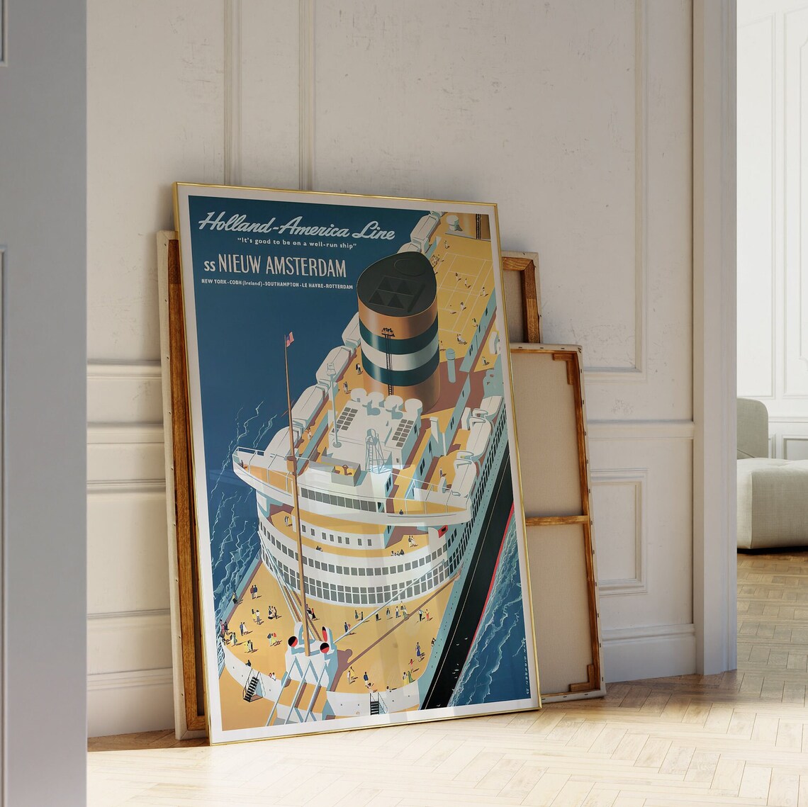 Vintage Holland America Line Exhibition Poster, New York - Image 4