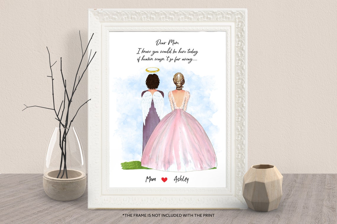 Custom Family Memorial Print Mother Of The Bride Memorial Portrait Mom And Bride In Loving Memory Of Mother Bride Wedding Gift Remembrance