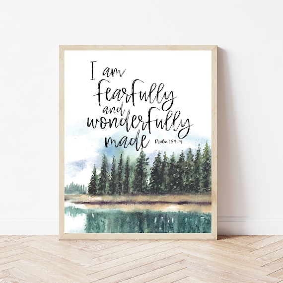 I Am Fearfully and Wonderfully Made Psalm Scripture Forest Art Poster