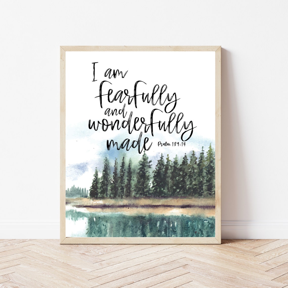 I Am Fearfully and Wonderfully Made Psalm Scripture Forest Art Poster