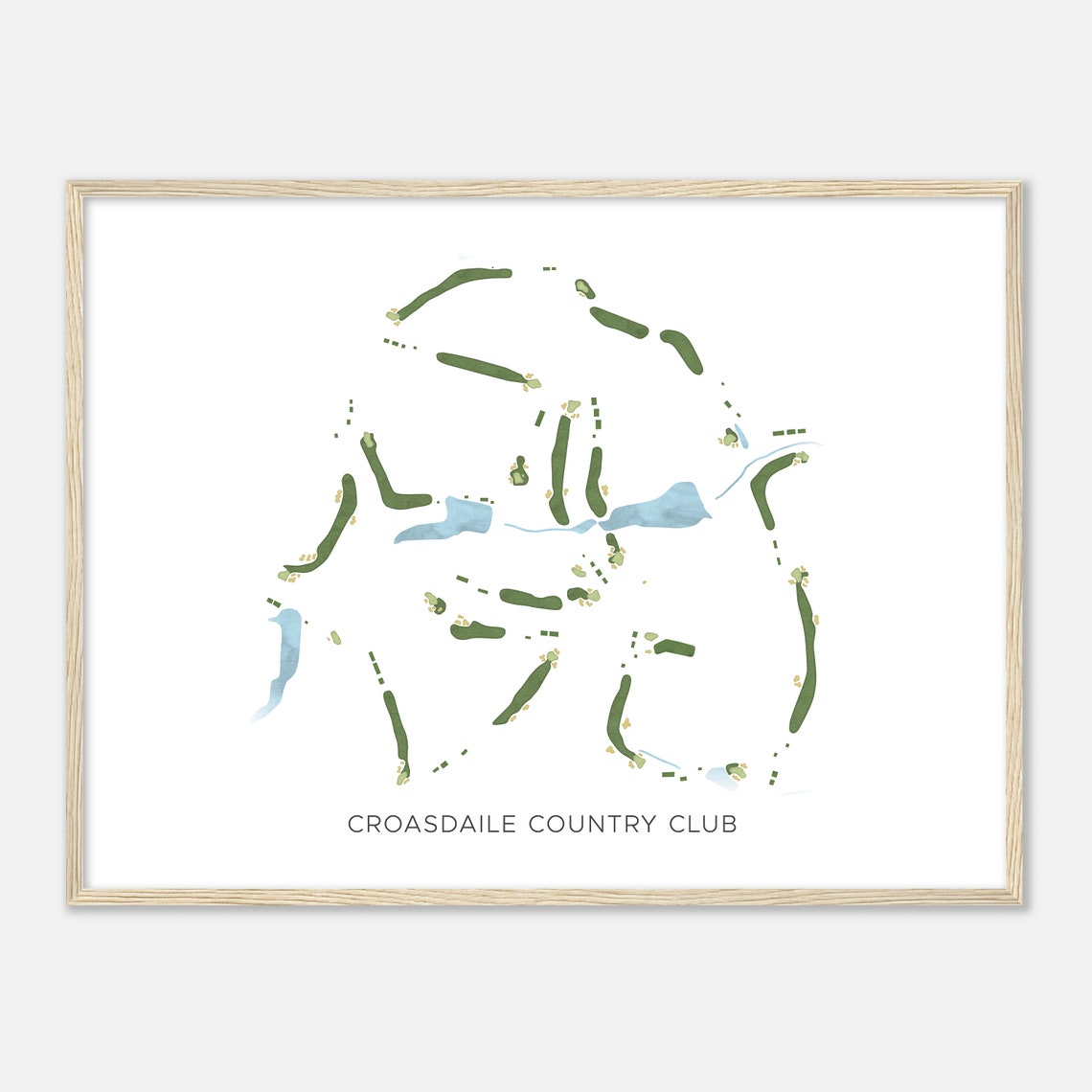 Croasdaile Country Club Modern Watercolor Golf Course Map Poster