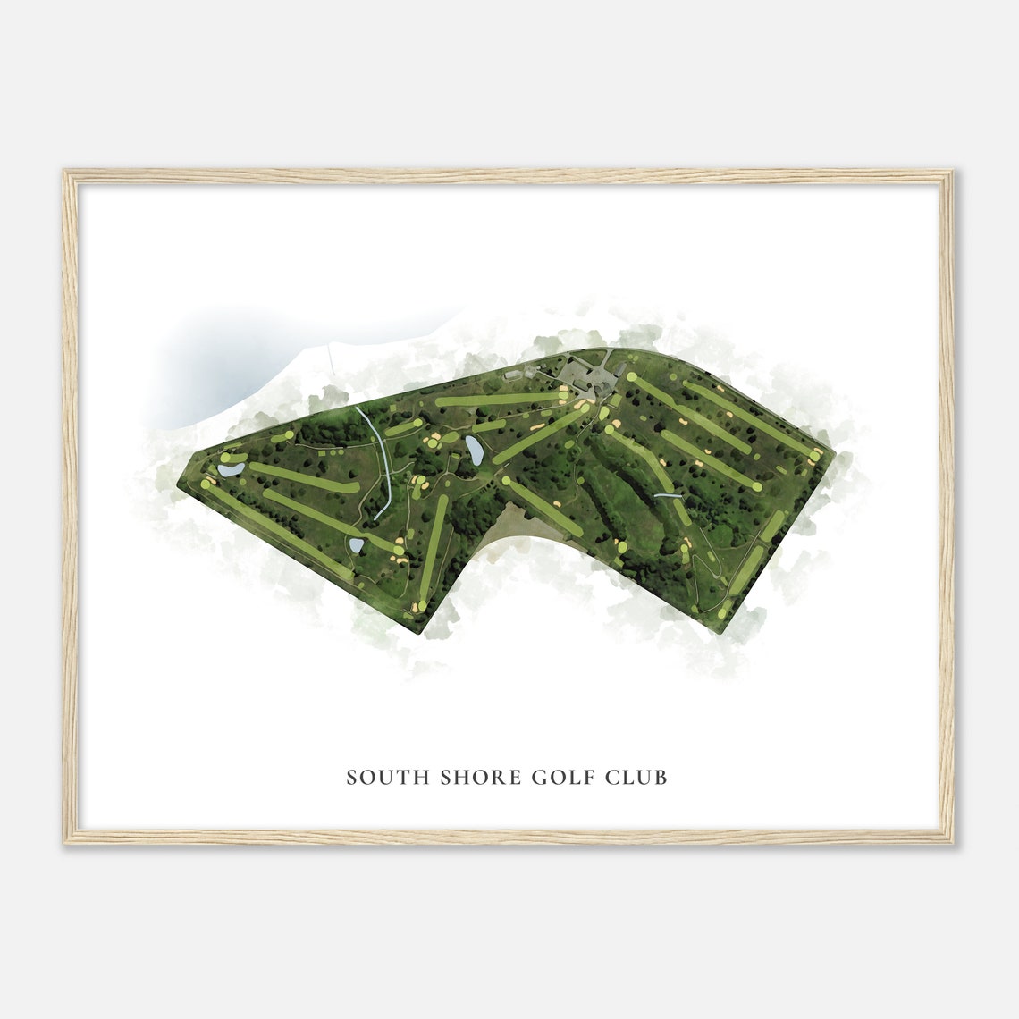 South Shore Golf Club Classic Aerial Watercolor Course Map Poster - Image 2