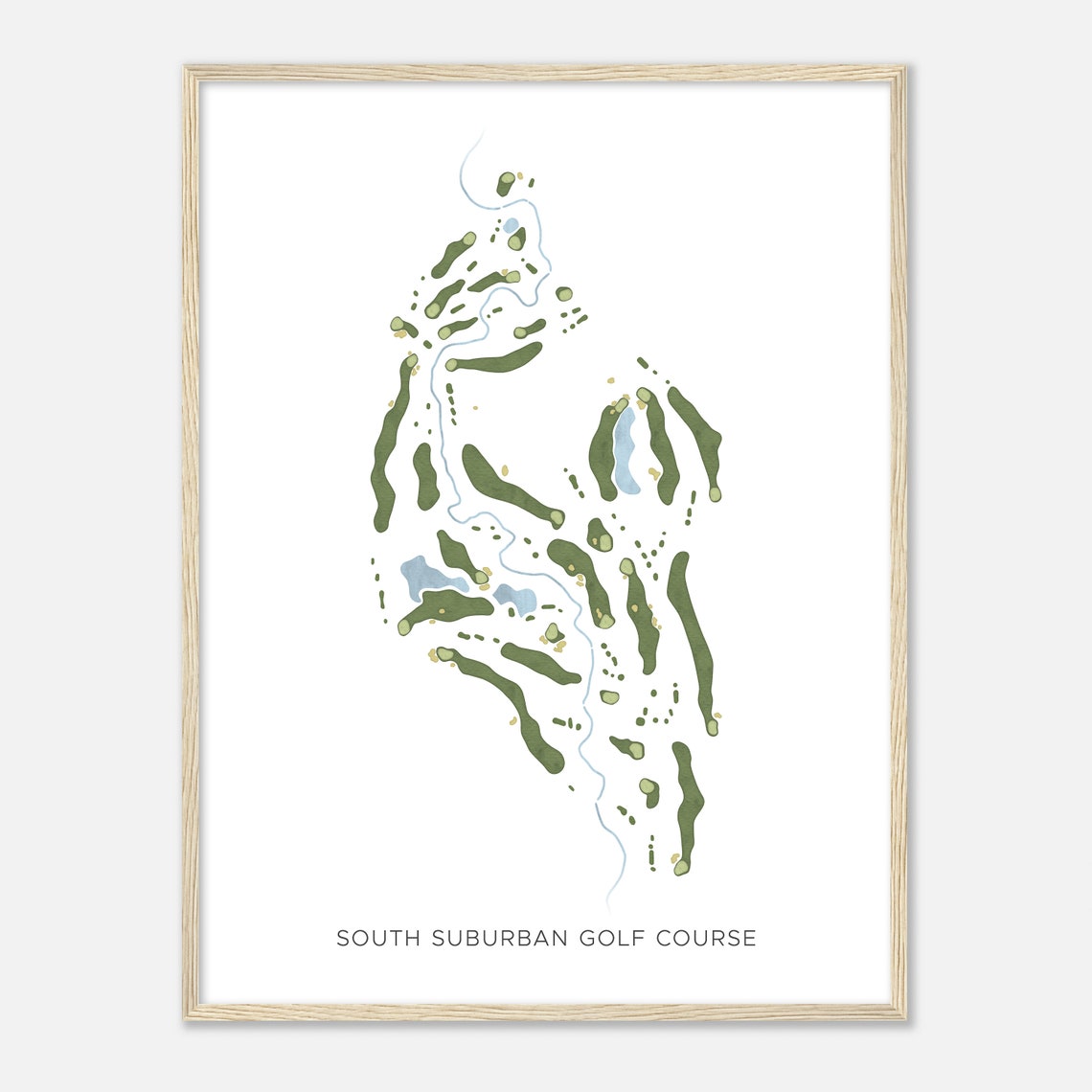 South Suburban Golf Course Modern Watercolor Map Golfer Gift Poster