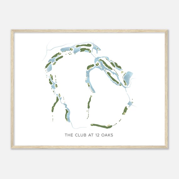 The Club At 12 Oaks North Carolina Modern Watercolor Golf Course Map Poster