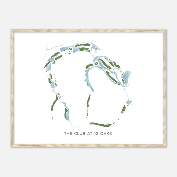 The Club At 12 Oaks North Carolina Modern Watercolor Map Golfer Gift Golf Wall Art Golf Poster Print Course Layout