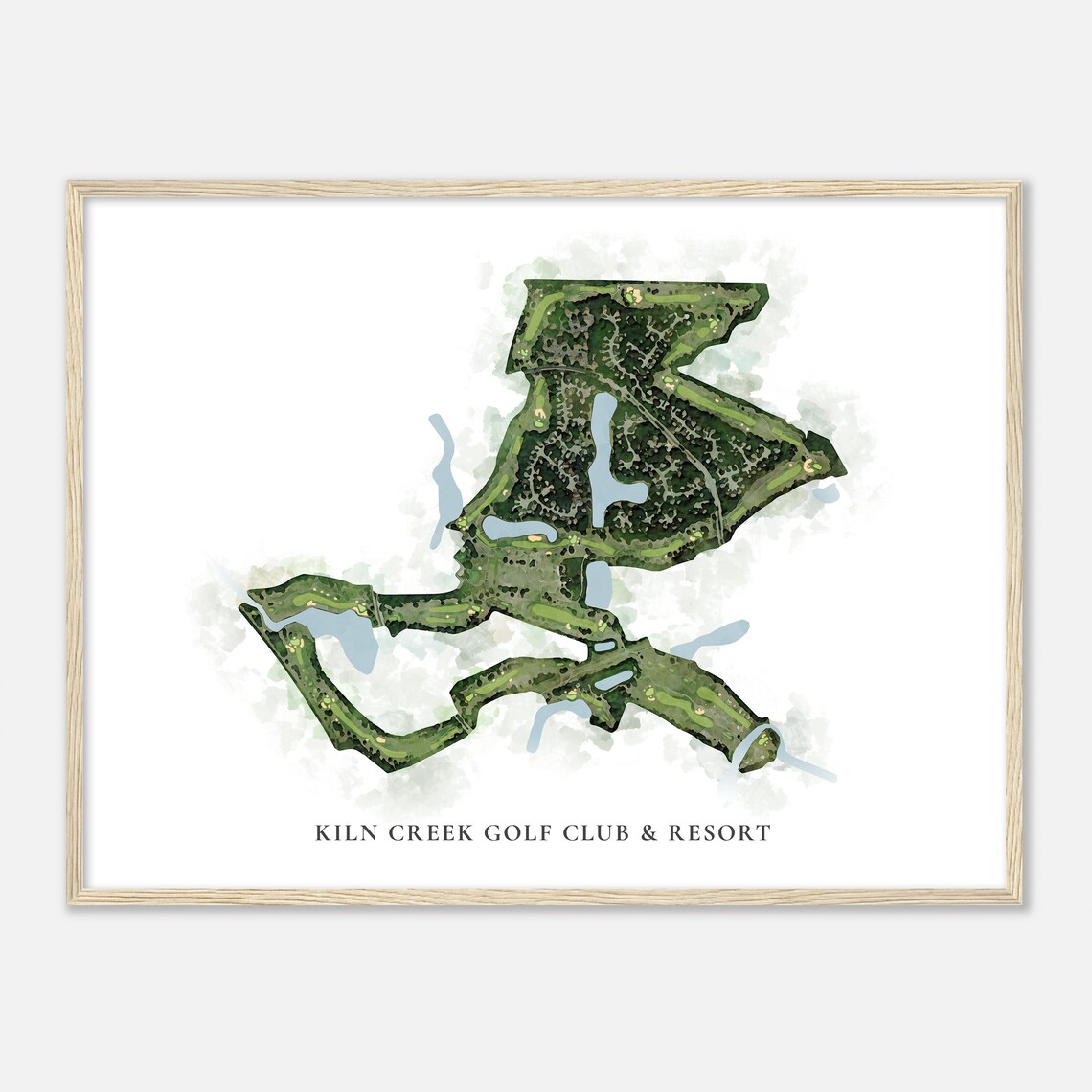 Kiln Creek Golf Club & Resort Elegant Watercolor Aerial Course Map Art Poster - Image 2