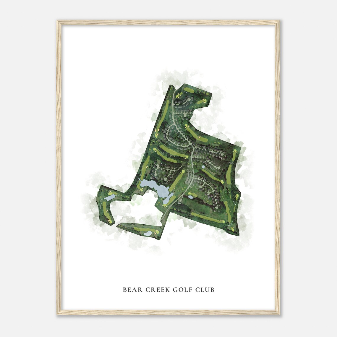 Bear Creek Golf Club Watercolor Aerial Map Course Art Poster - Image 2