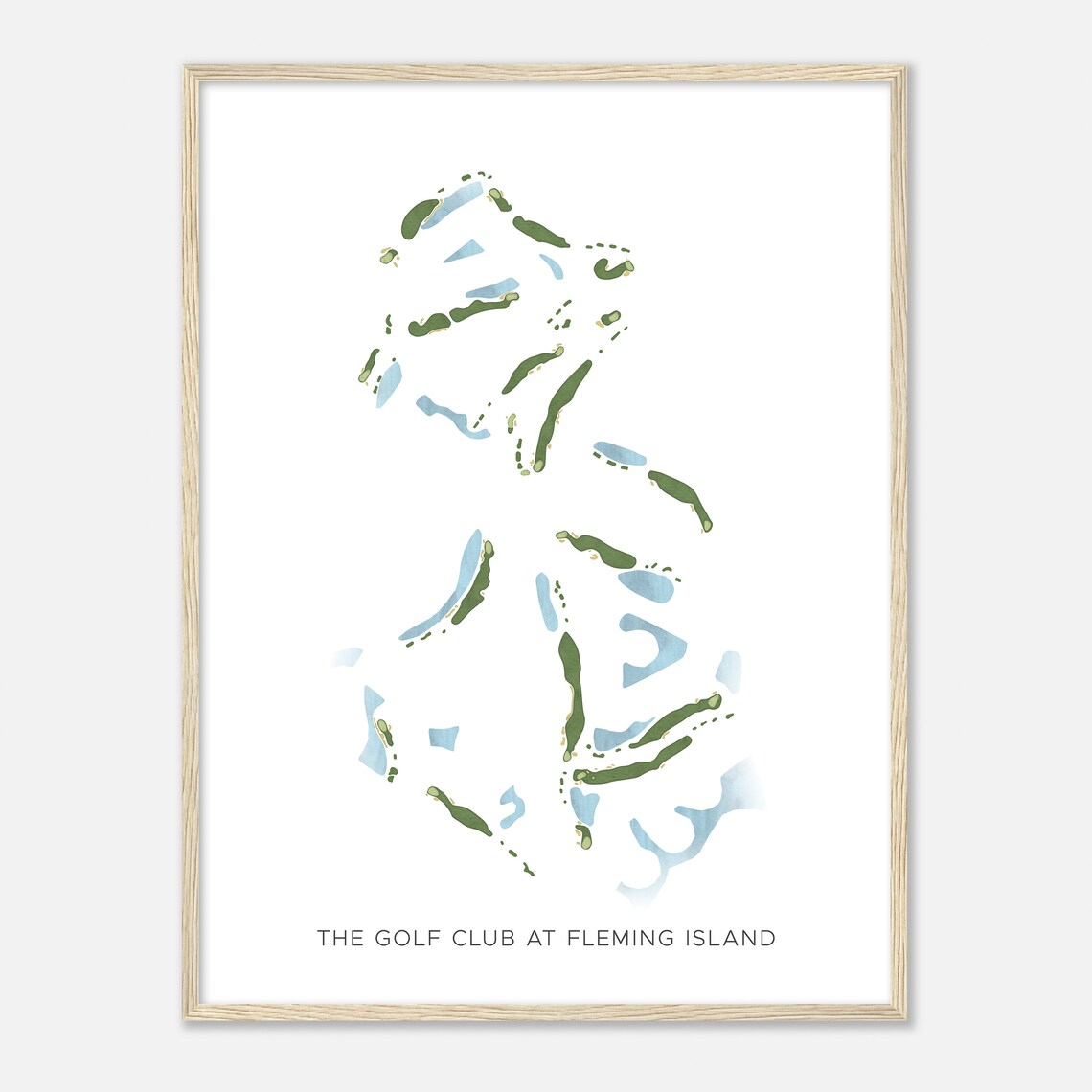 The Golf Club At Fleming Island Florida Modern Watercolor Map Golfer Gift Golf Wall Art Golf Poster Print Course Layout
