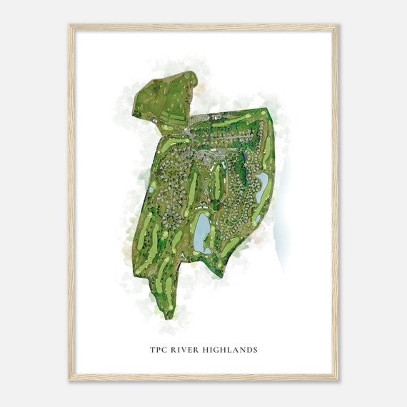 Tpc River Highlands Connecticut Classic Watercolor Map Golfer Gift Golf Wall Art Golf Poster Print Course Layout