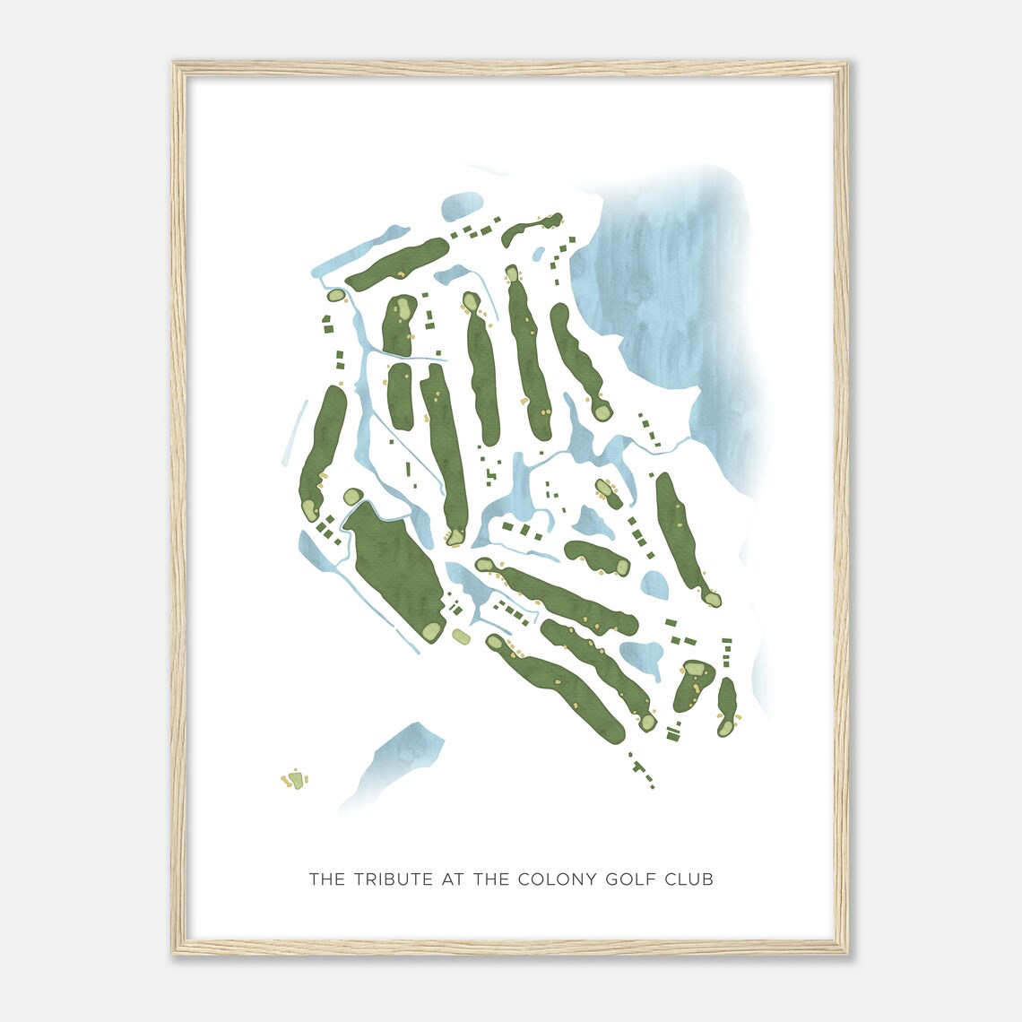 The Tribute at the Colony Golf Club Texas Modern Watercolor Golf Map Poster