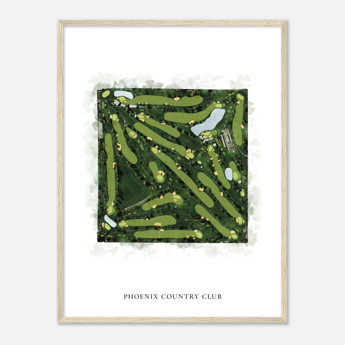 Phoenix Country Club Classic Watercolor Golf Course Map Gift Poster - Image 2