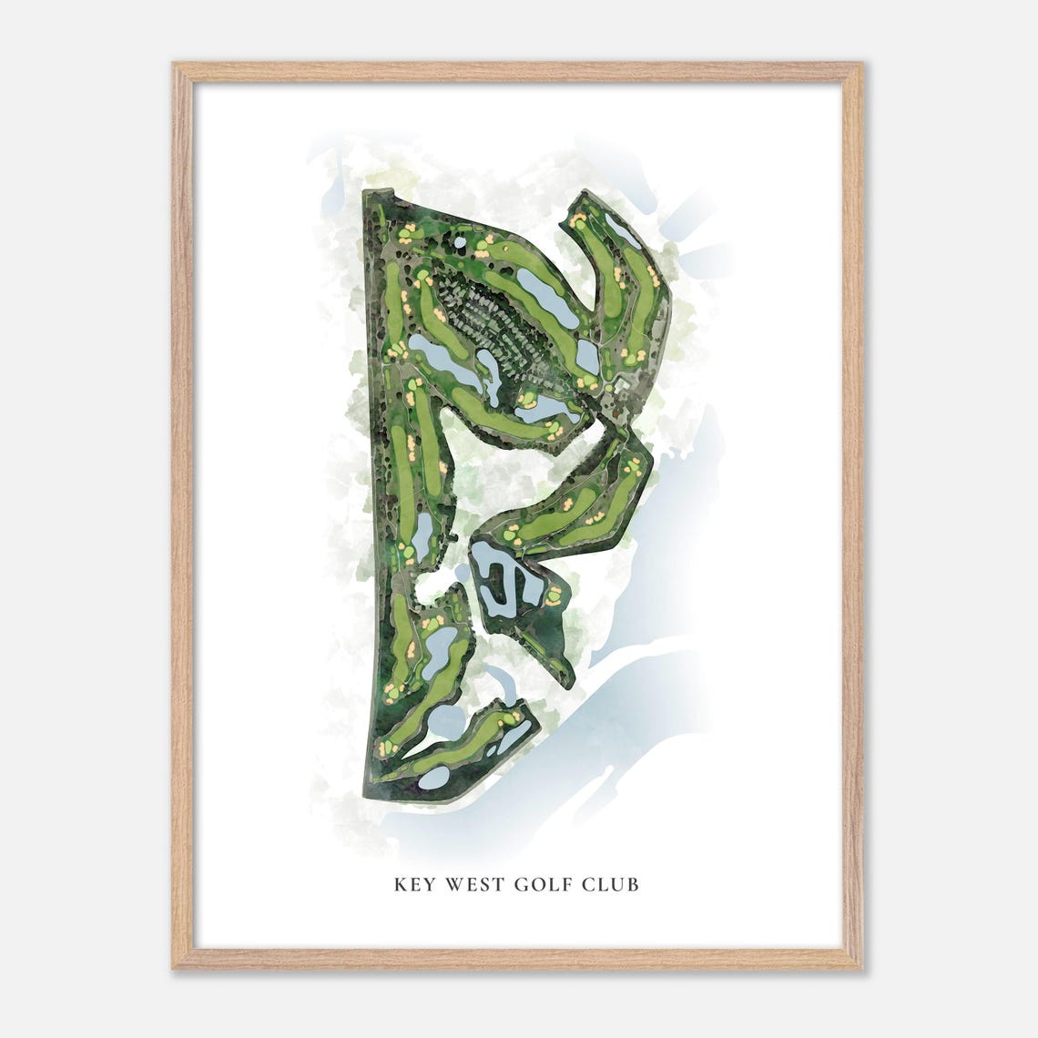 Key West Golf Club Florida Classic Watercolor Course Map Wall Art - Image 6