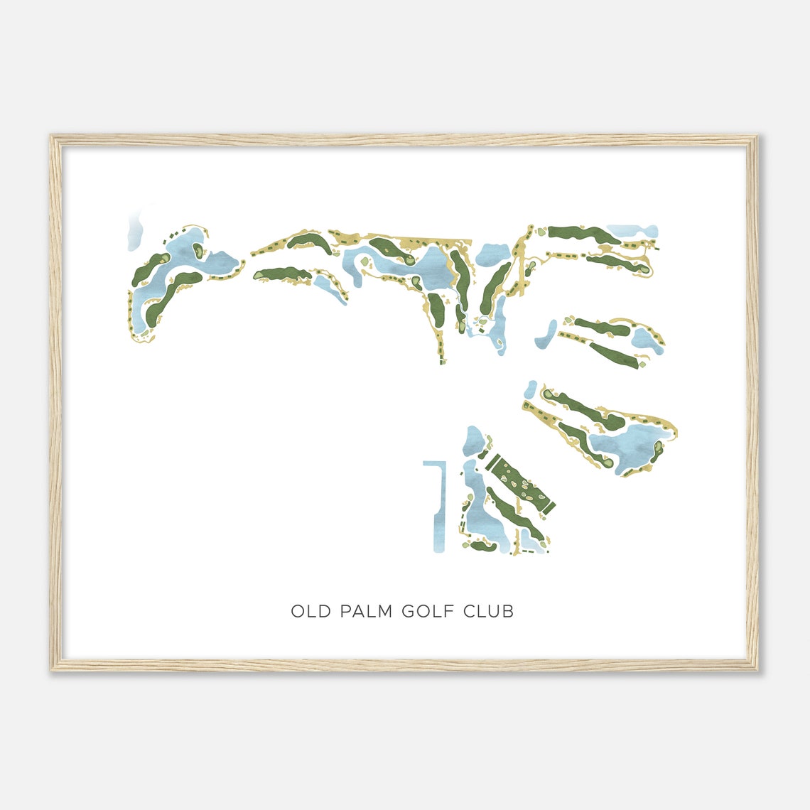 Old Palm Golf Club Florida Modern Watercolor Course Map Poster - Image 2