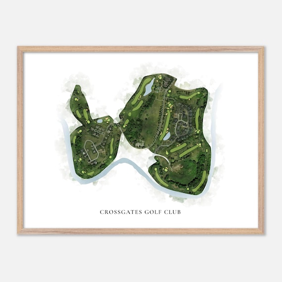 Crossgates Golf Club Classic Aerial Watercolor Course Map Poster