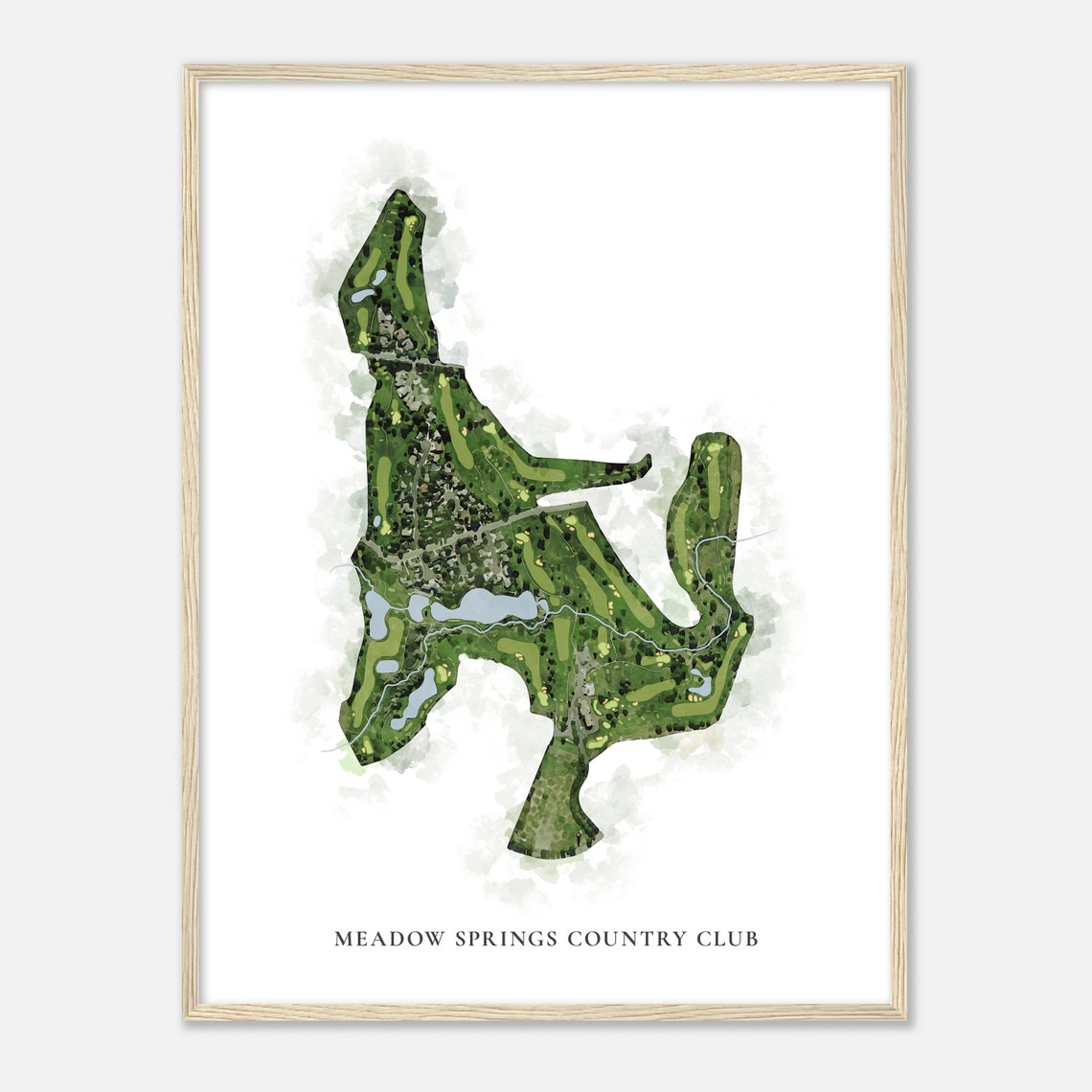 Meadow Springs Country Club Classic Watercolor Course Map Poster - Image 2