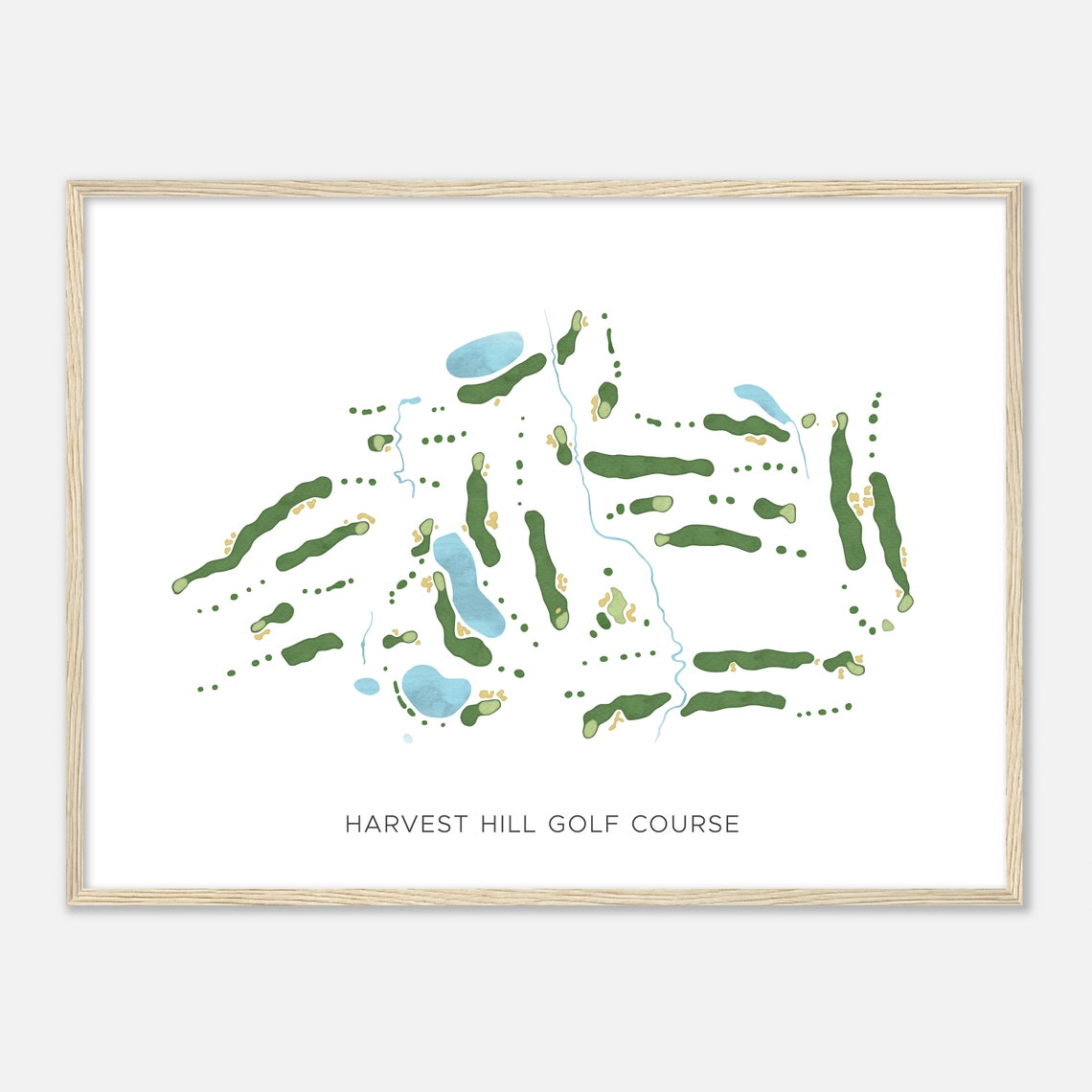 Harvest Hill Golf Course Modern Watercolor Golf Course Map Art Poster - Image 2
