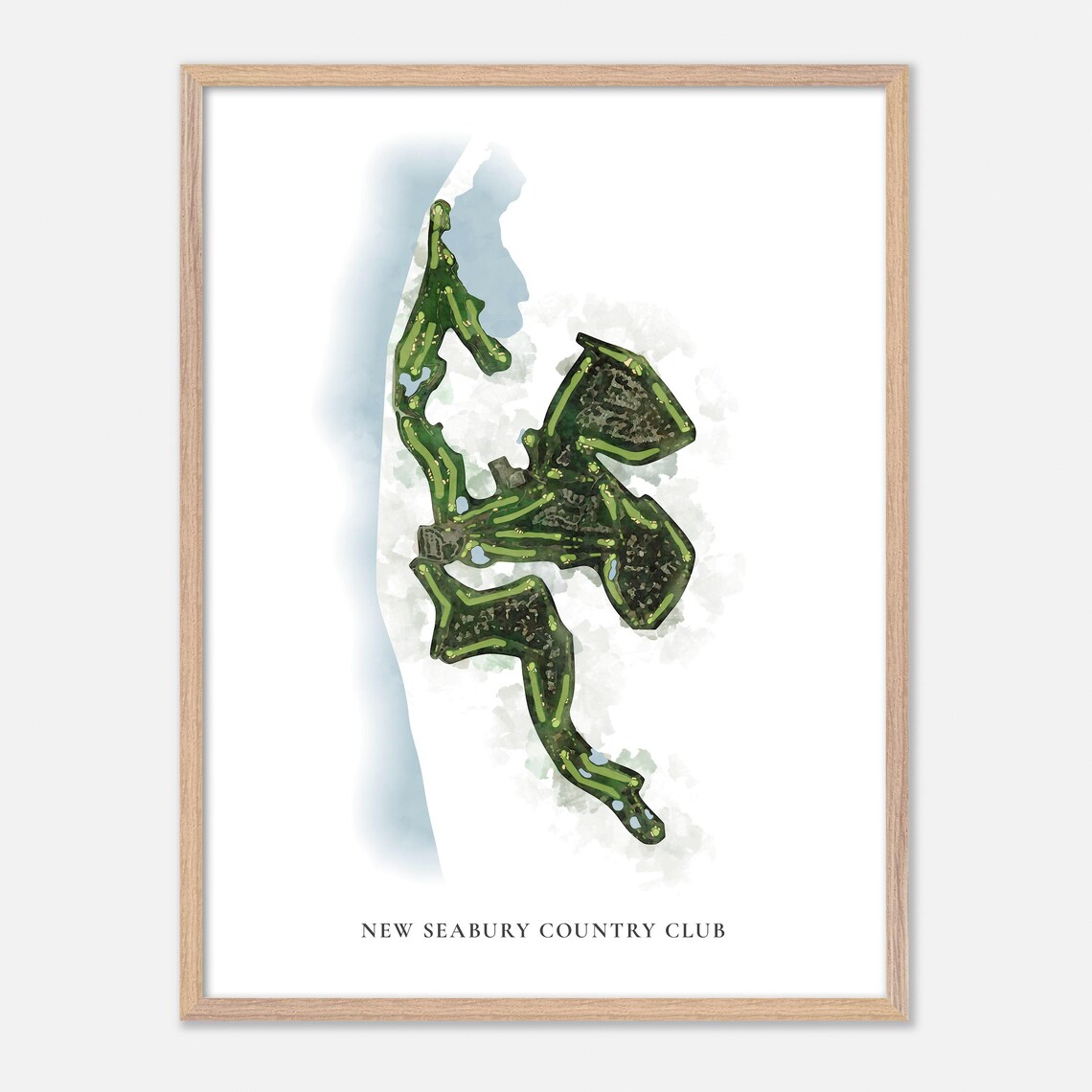 New Seabury Country Club Watercolor Aerial Golf Course Map Poster - Image 2