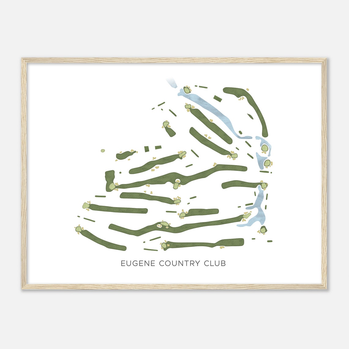 Eugene Country Club Modern Watercolor Golf Course Map Poster - Image 2