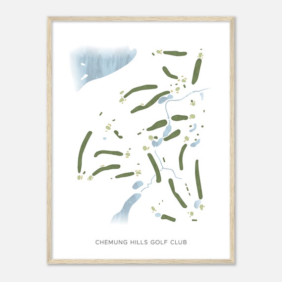 Chemung Hills Golf Club Michigan Modern Watercolor Map Golfer Gift Golf Wall Art Golf Poster Print Course Layout