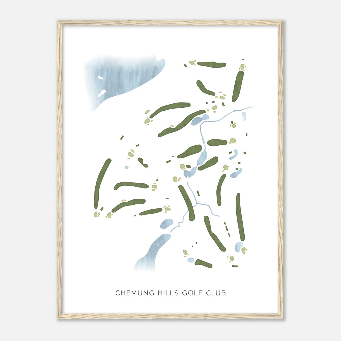Chemung Hills Golf Club Modern Minimalist Course Layout Map Poster