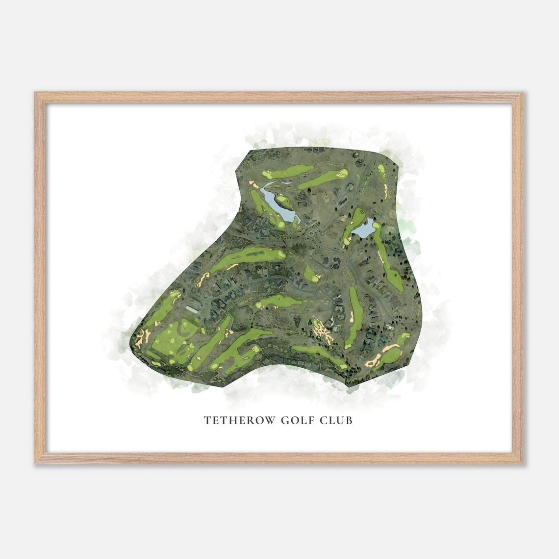 Tetherow Golf Club Bend Oregon Classic Watercolor Golf Map Poster
