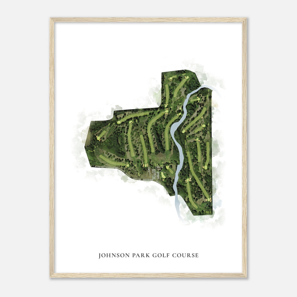Johnson Park Golf Course Watercolor Aerial Golf Course Map Poster - Image 2
