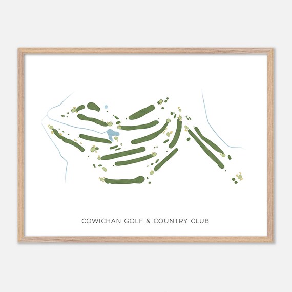 Cowichan Golf & Country Club Modern Minimalist Watercolor Golf Map Poster