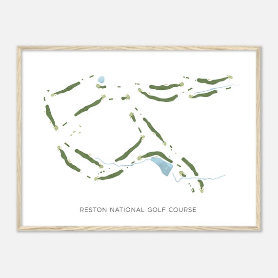 Reston National Golf Course Virginia Modern Watercolor Map Golfer Gift Golf Wall Art Golf Poster Print Course Layout