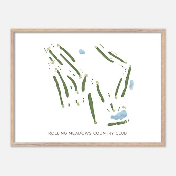 Rolling Meadows Country Club In Ellington Connecticut Modern Watercolor Map Golfer Gift Golf Wall Art Golf Poster Print
