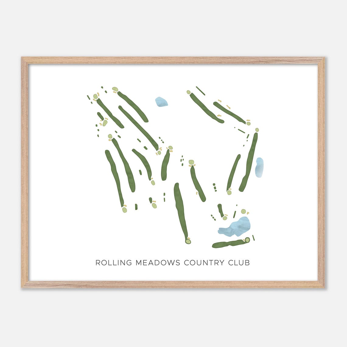 Rolling Meadows Country Club Connecticut Modern Golf Map Poster