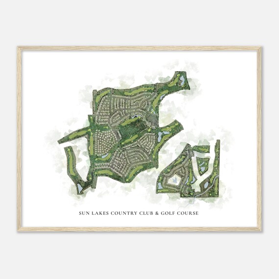 Sun Lakes Country Club Golf Course California Classic Watercolor Map Golfer Gift Golf Wall Art Golf Poster Print Course Layout