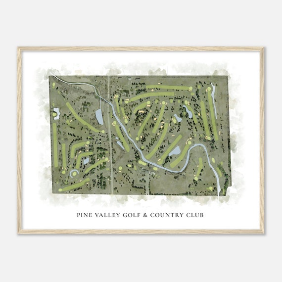 Pine Valley Golf Country Club Michigan Classic Watercolor Map Golfer Gift Golf Wall Art Golf Poster Print Course Layout