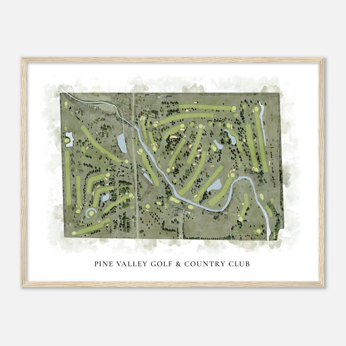 Pine Valley Golf Country Club Classic Watercolor Map Gift Poster