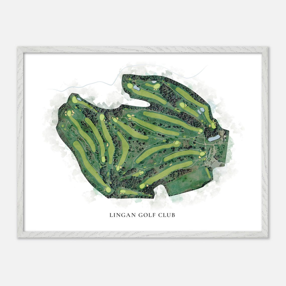 Lingan Golf Club Classic Aerial Watercolor Course Map Poster - Image 3