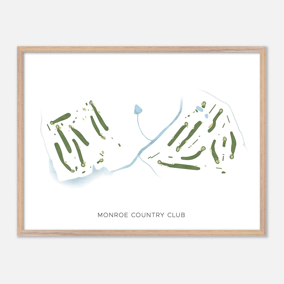 Monroe Country Club Minimalist Watercolor Creekside Map Poster