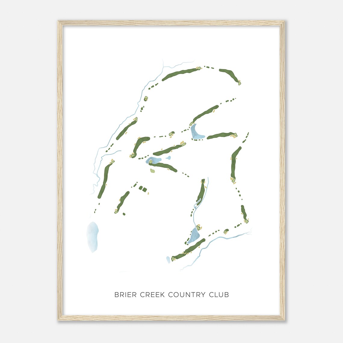Brier Creek Country Club North Carolina Modern Watercolor Map Poster - Image 2