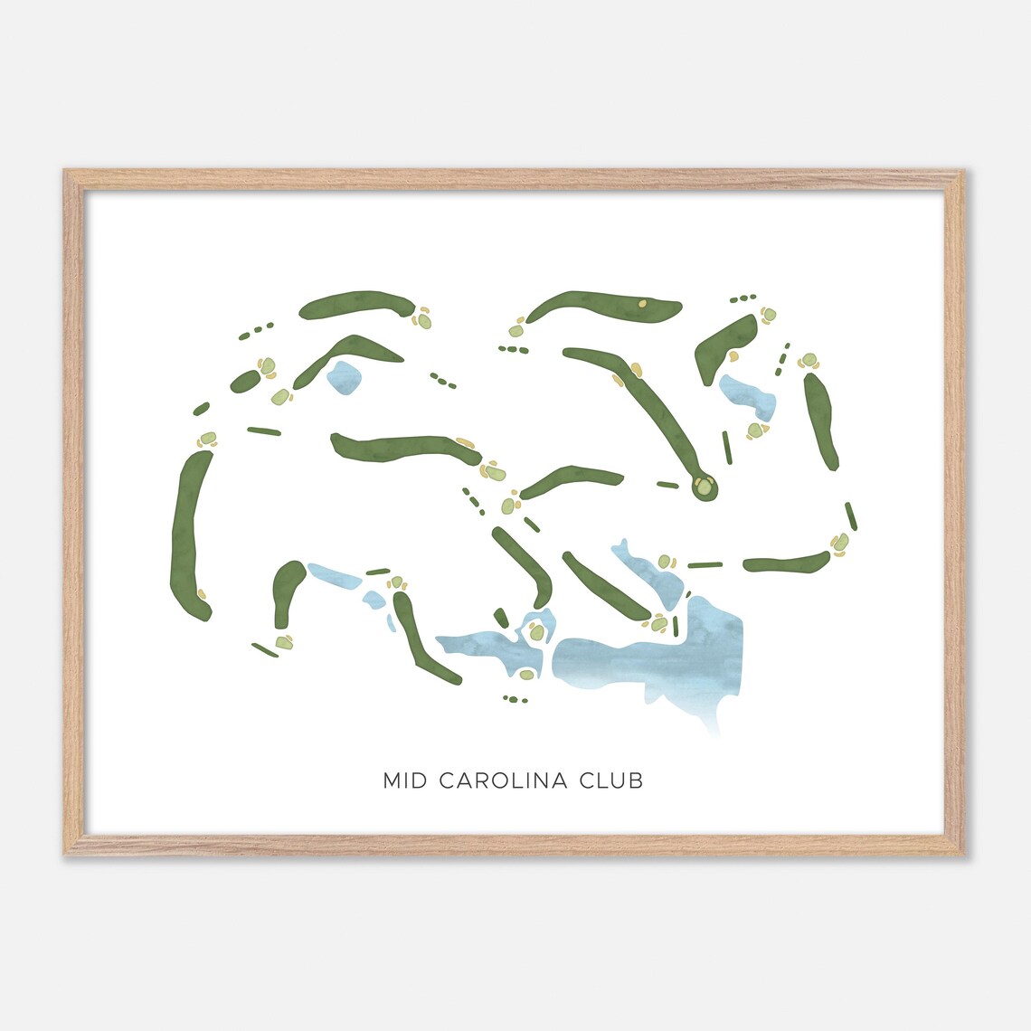 Mid Carolina Club Watercolor Fairway Map Lakeside Layout Poster
