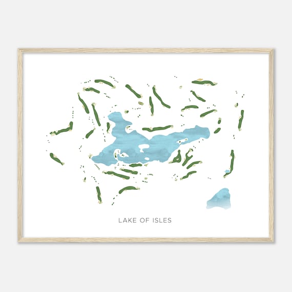 Lake Of Isles Connecticut Modern Watercolor Map Golfer Gift Golf Wall Art Golf Poster Print Course Layout