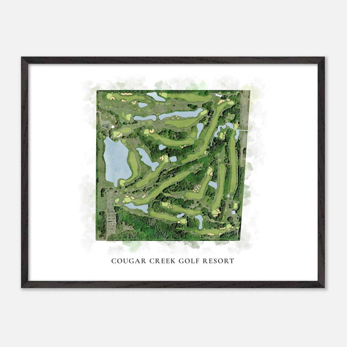 Cougar Creek Golf Resort Carvel Canada Classic Watercolor Golf Map Poster - Image 4