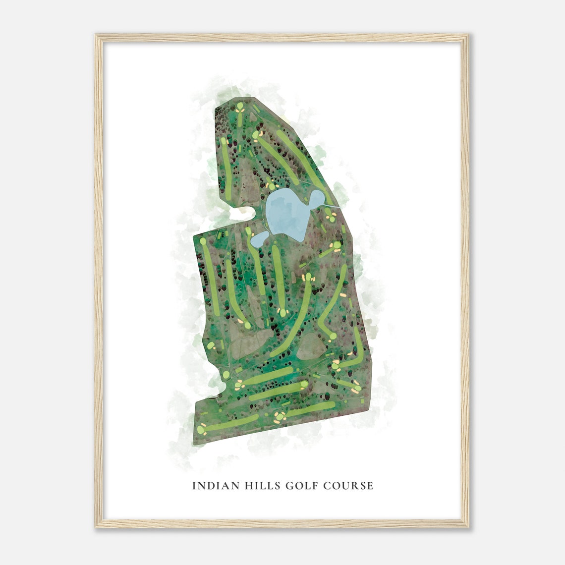 Indian Hills Golf Course Classic Watercolor Golf Course Map Art Poster - Image 2