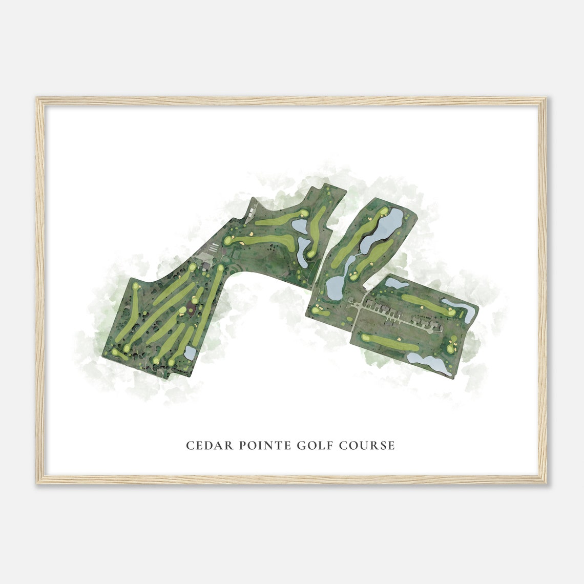 Cedar Pointe Golf Course Watercolor Aerial Map Golfer Gift Poster - Image 2