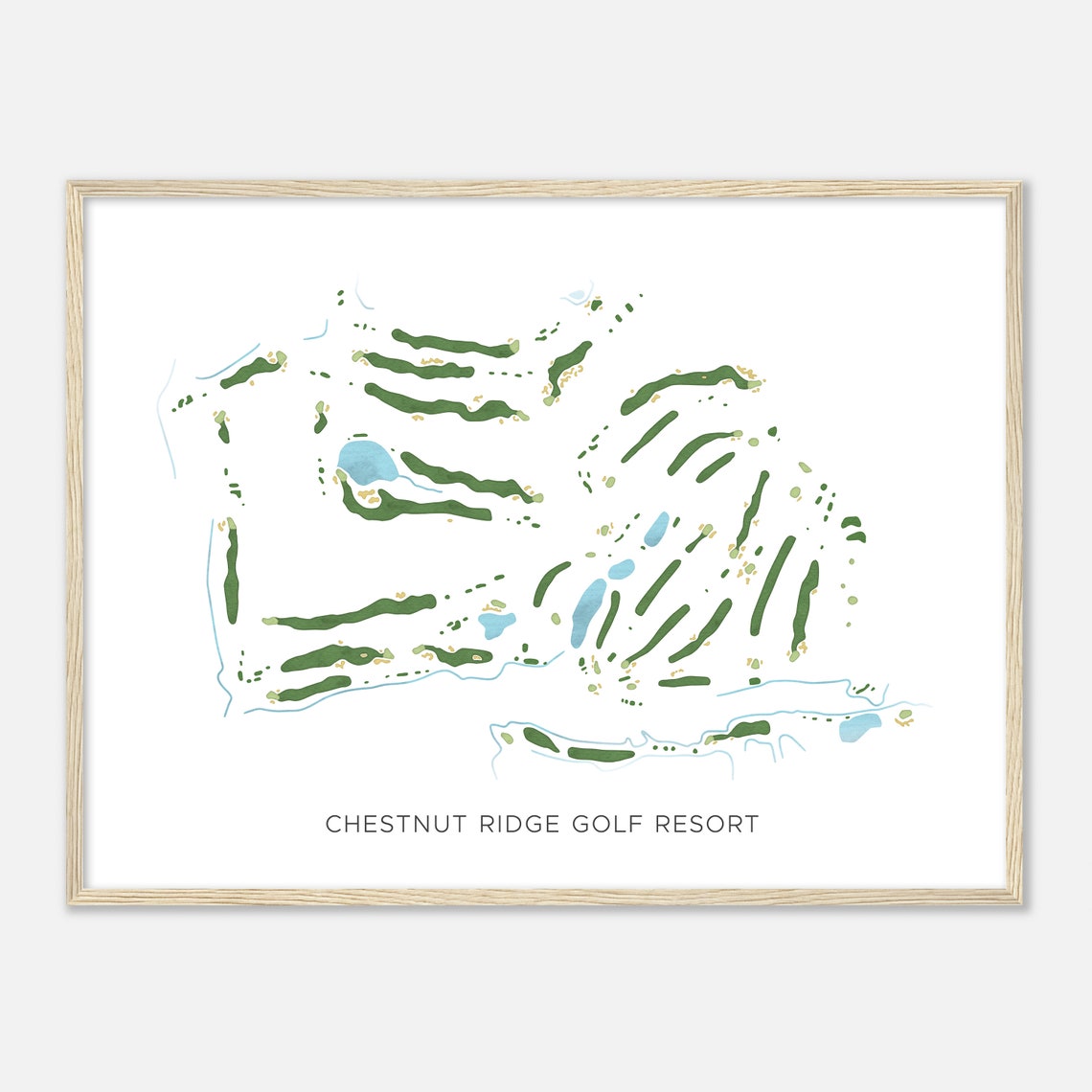 Chestnut Ridge Golf Resort Modern Watercolor Golf Course Map Poster - Image 2
