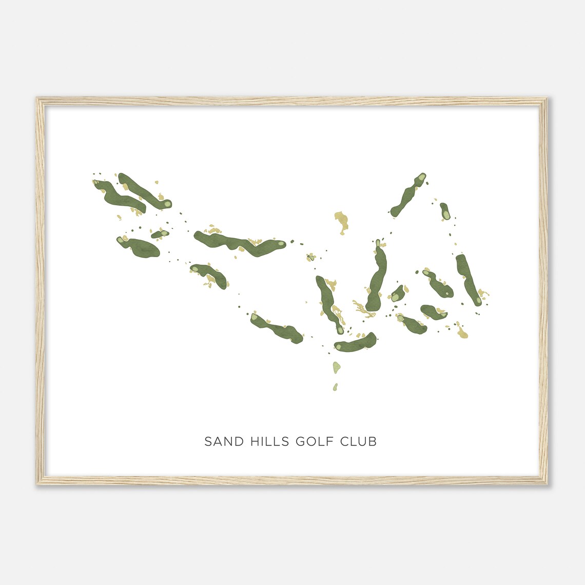 Sand Hills Golf Club Modern Minimalist Watercolor Map Wall Art - Image 2