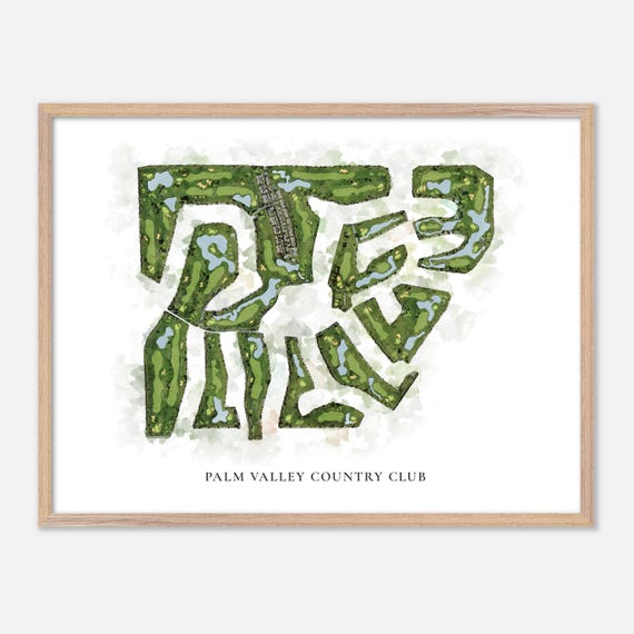 Palm Valley Country Club In Palm Desert California Classic Watercolor Map Golfer Gift Golf Wall Art Golf Poster Print Course Layout