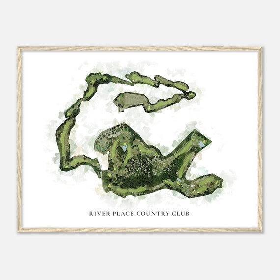 River Place Country Club Texas Classic Watercolor Map Golfer Gift Golf Wall Art Golf Poster Print Course Layout