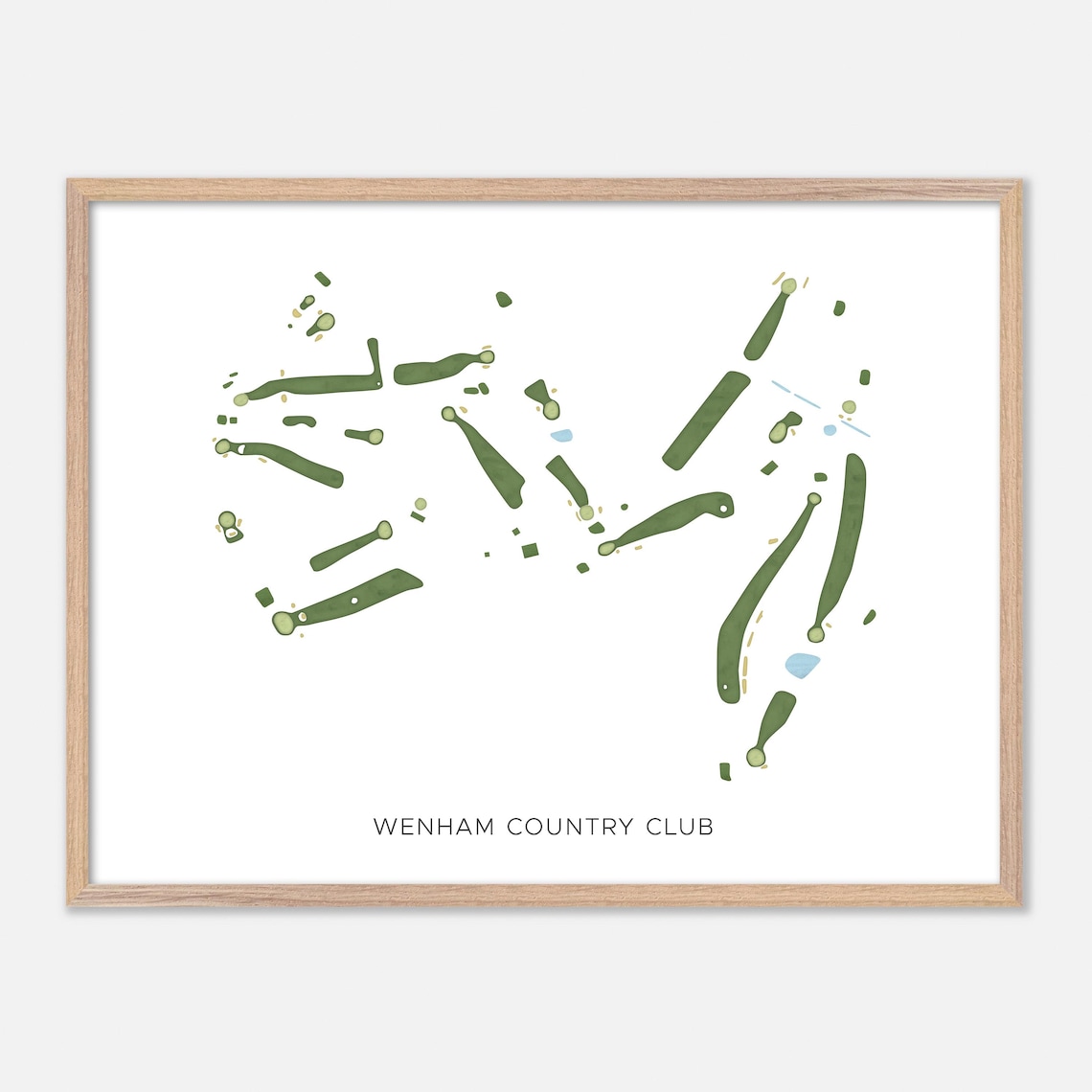 Wenham Country Club Massachusetts Modern Watercolor Map Poster