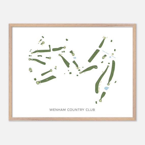 Wenham Country Club In Wenham Massachusetts Modern Watercolor Map Golfer Gift Golf Wall Art Golf Poster Print Course Layout