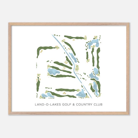 Land O Lakes Golf Country Club In Canada Modern Watercolor Map Golfer Gift Golf Wall Art Golf Poster Print Course Layout