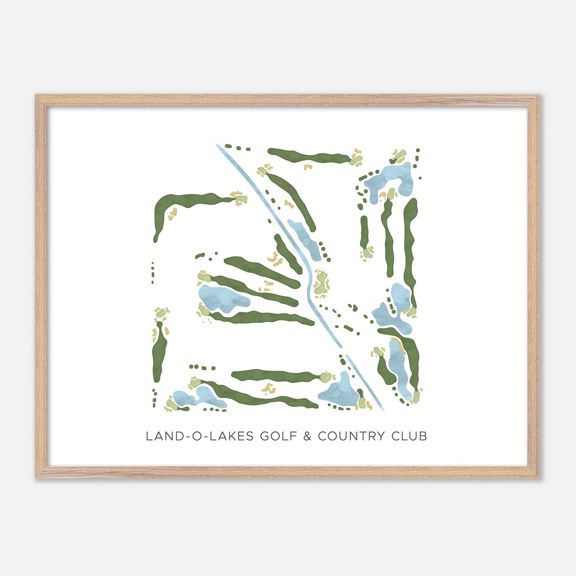 Land-O-Lakes Golf & Country Club Canada Minimalist Watercolor Golf Map Poster